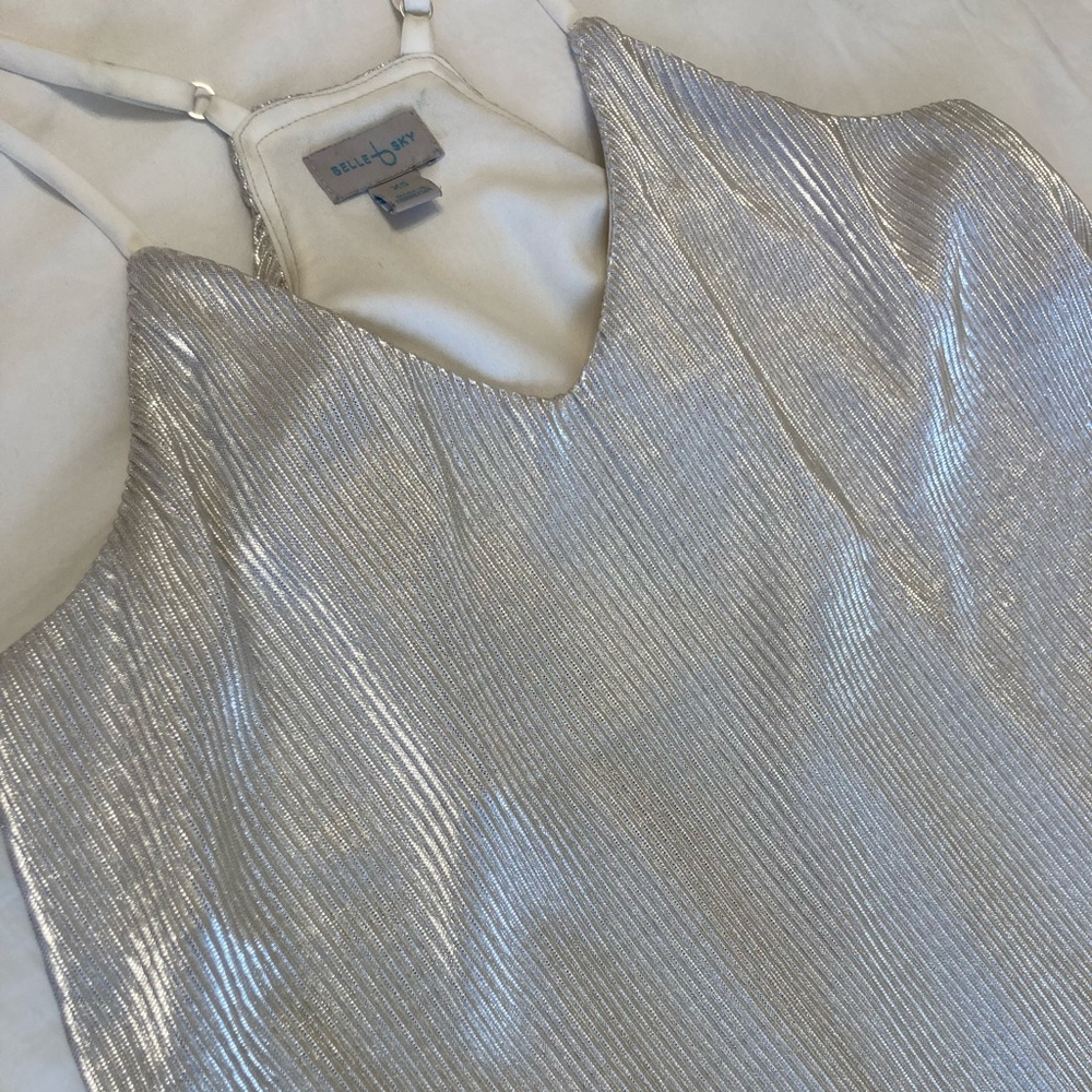 Express Shiny Silver Sleeveless Top